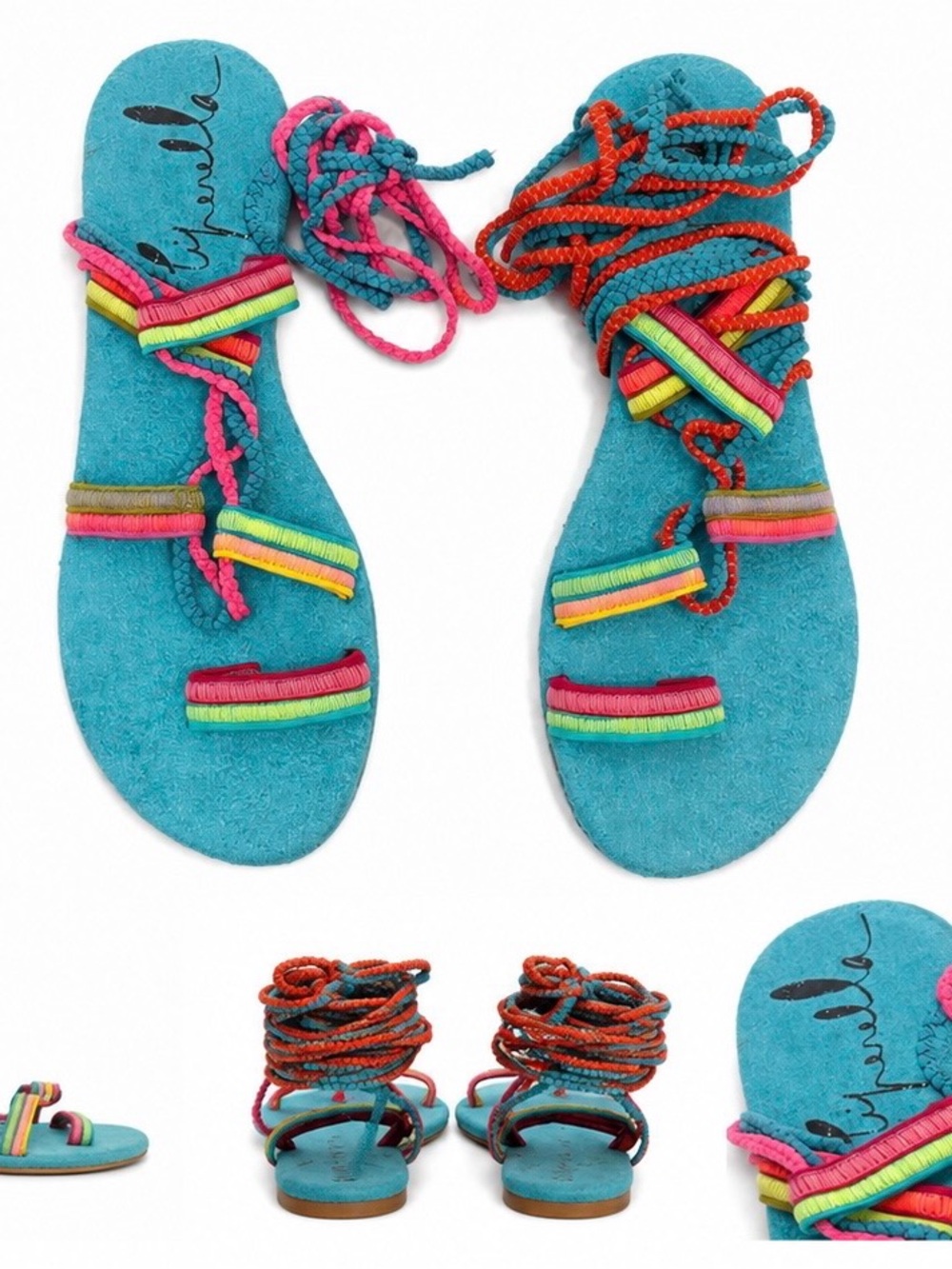 Favela Colorful Wrap Around Gladiator Sandals Festival Beach Sandals Size Large